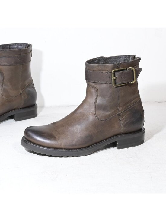 Frye Shoes - Frye Brown Leather Ankle Boots Large Ankle Buckle Back Zip Moto Style 3471362 Wo